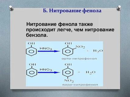 Реакция фенола с азотной кислотой