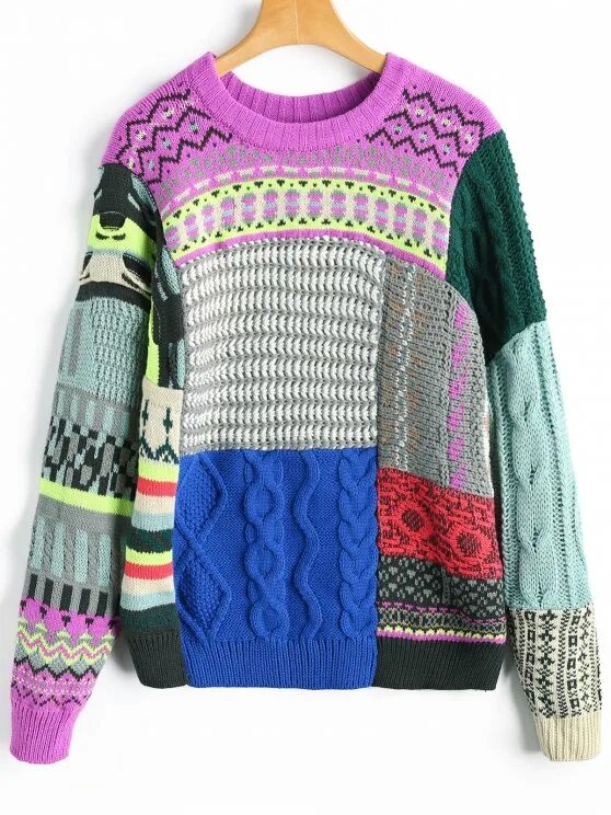 Свитер в стиле пэчворк. Разноцветный свитер. Разноцветные вязаные свитера. Разноцветные джемпера. Цветной джемпер