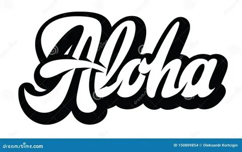 Vector Monochrome Illustration with Stylish Inscription Aloha Stock.