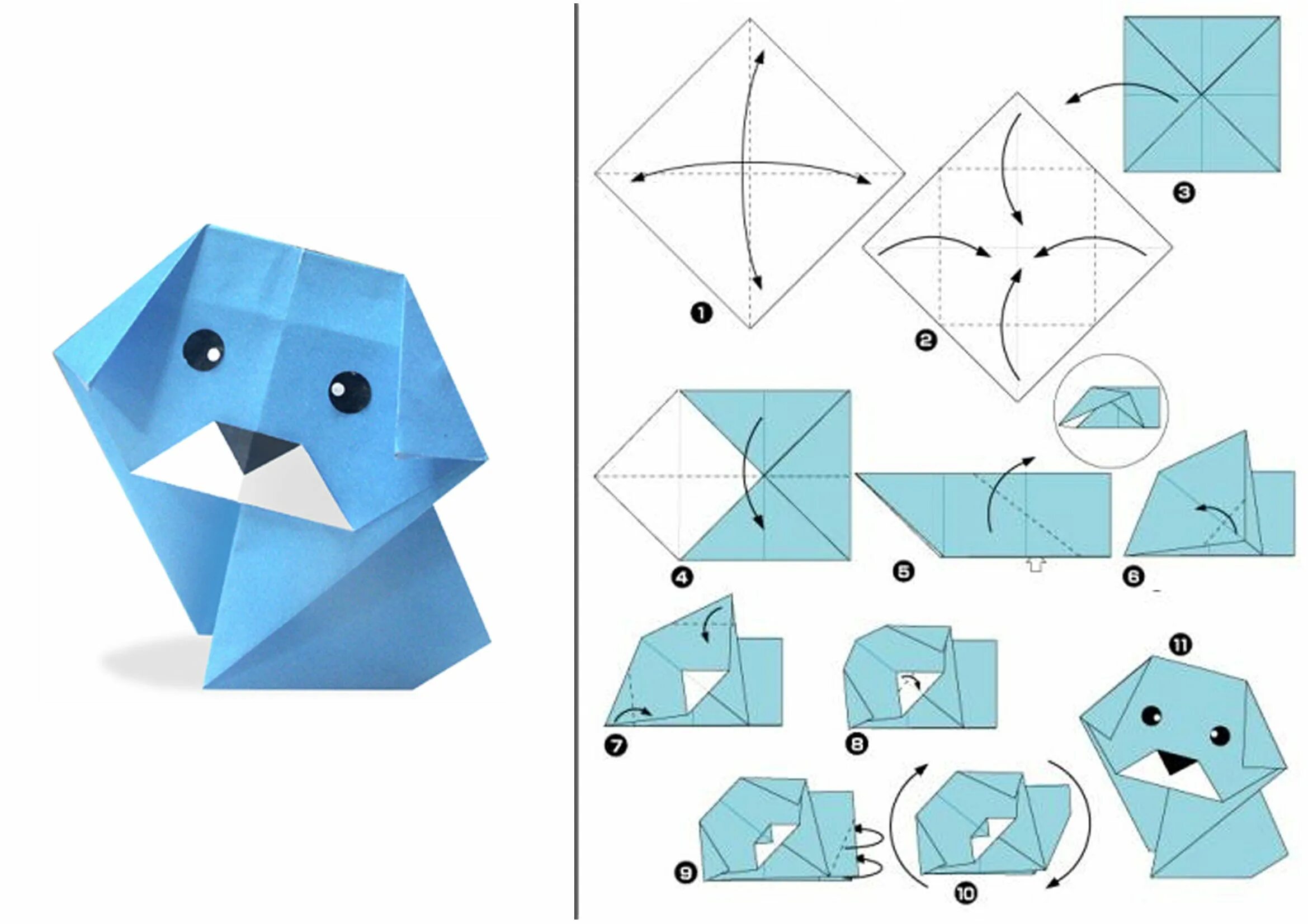 Включи оригами сделать. Собака кусака из бумаги оригами. Собачка оригами из бумаги для детей схемы. Схема оригами собачка. Оригами легкое.