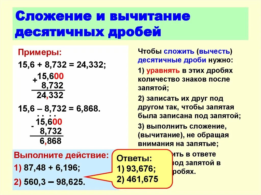 Деление десятичных дробей 9 класс. Правило вычисление десятичных дробей. Как считать десятичные дроби. Правило вычитания десятичных дробей. Десятичные дроби 5 класс сравнение десятичных дробей правило.