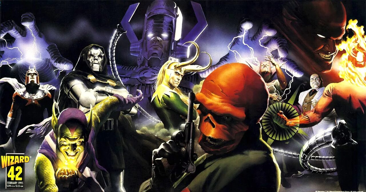 Marvel Villains Alex Ross. Злодеи из Марвела. Зловещая шестерка Alex Ros. Пазл Марвел злодей. Включи супер злодеев