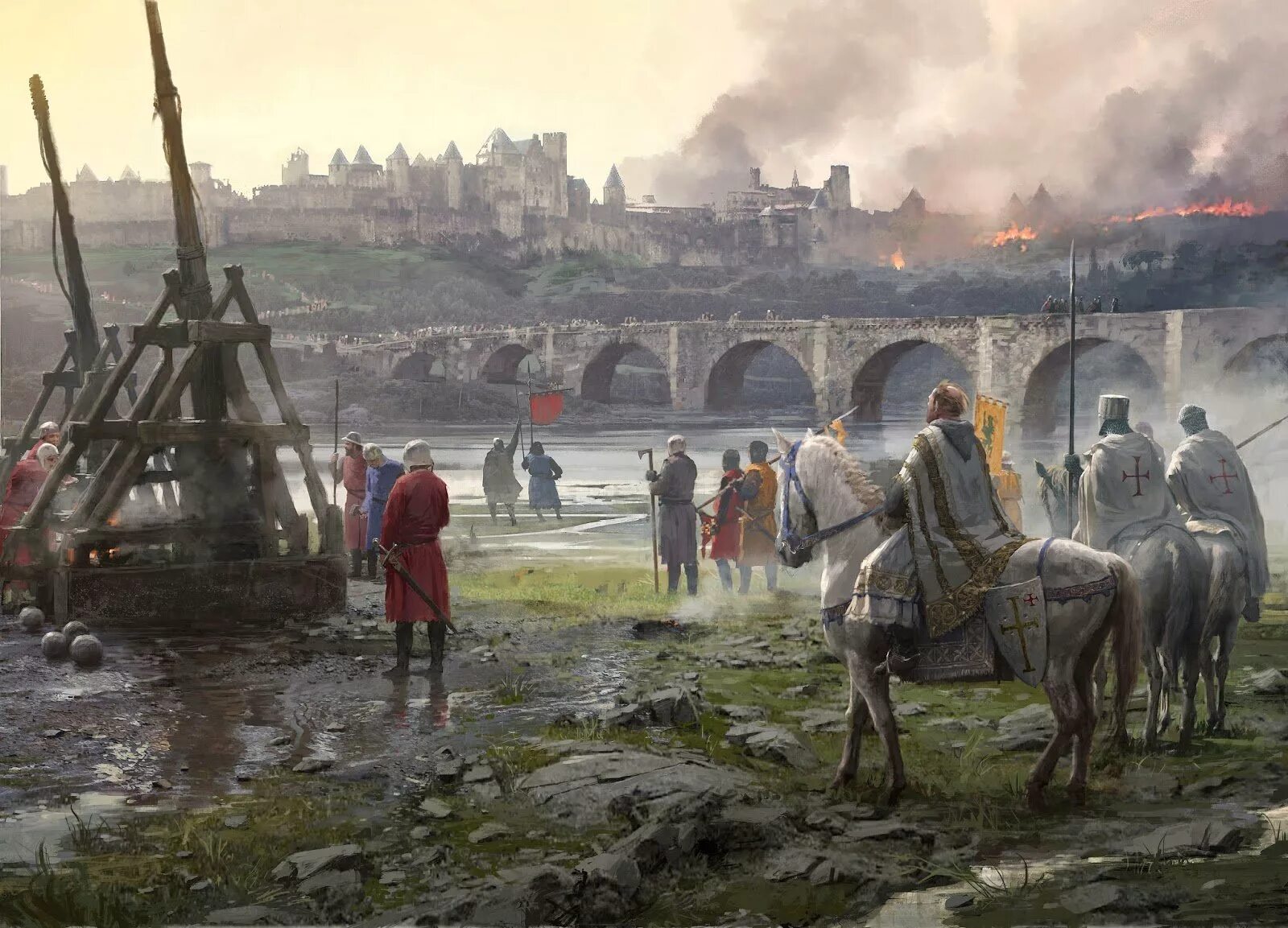 Картины осада. Хосе даниэль кабрера пенья. художник: jose daniel cabrera peña. осада каркассона 1209. альбигойский крестовый поход 1209.