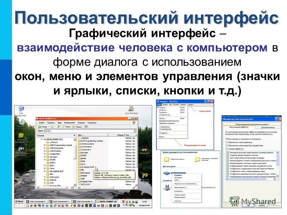 Программы обеспечения пользовательского интерфейса