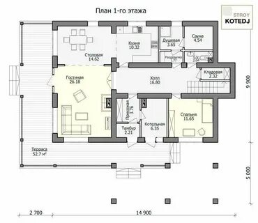 Проект одноэтажного дома кухня отдельно