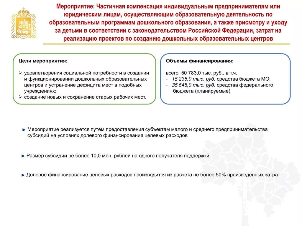 Компенсация индивидуальным предпринимателям