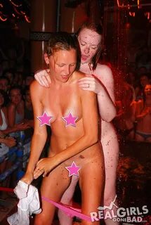 Girl and her friend get naked in a Magaluf bar. 