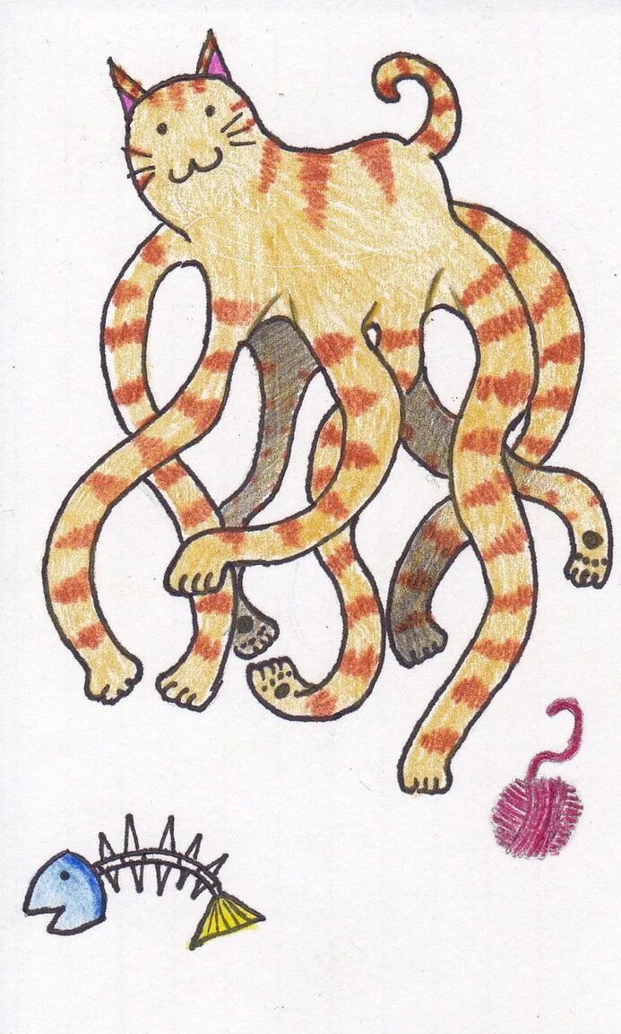 Кот осьминог. Осьминог с котиком. Кошачий медуза. Кошка Осьминожка.