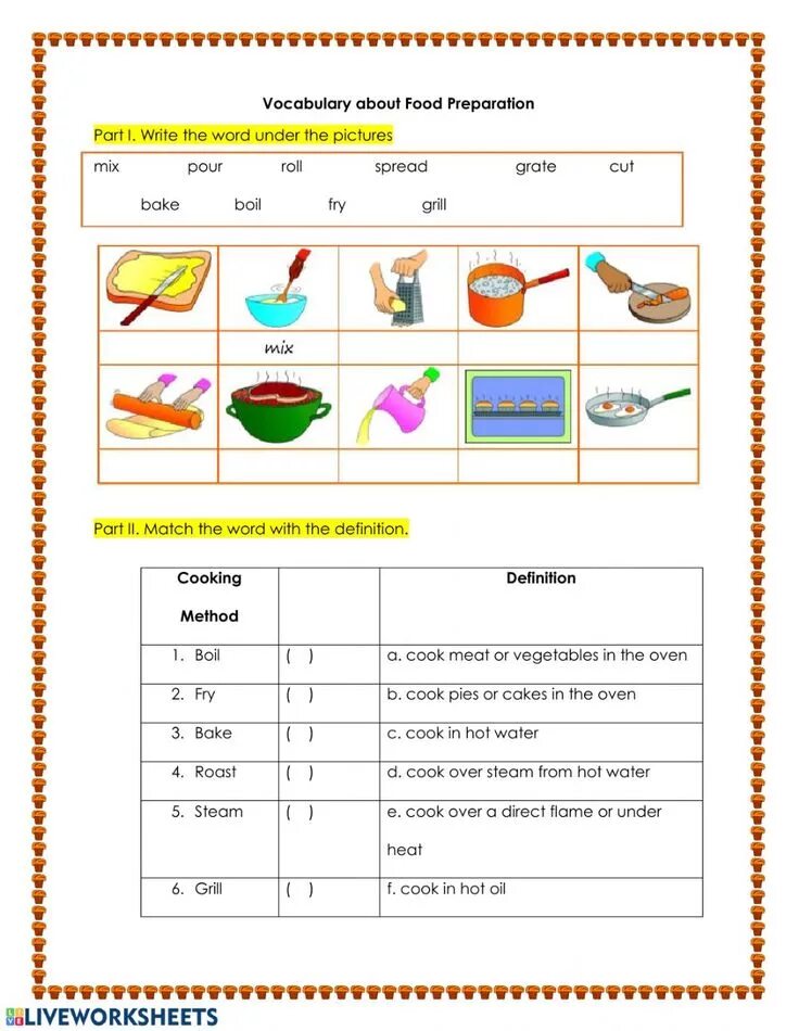 Preparation matching. Food preparation Vocabulary. Англ яз Cooking Worksheets. Ways of Cooking Worksheets 6 класс. Способы готовки на английском Worksheet.