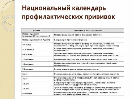 Какие календари профилактических прививок