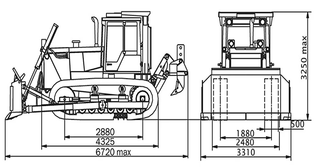 Бульдозер размеры