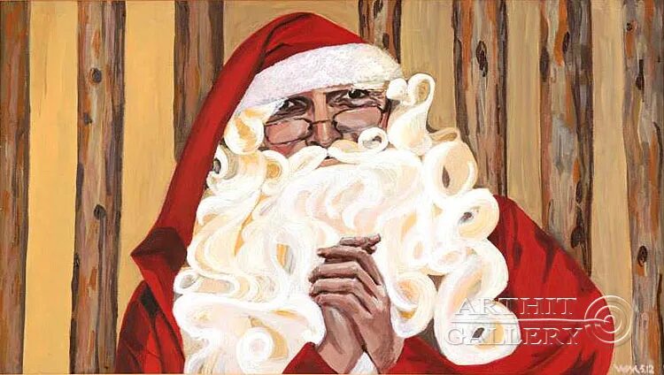 Дед мороз акрилом. Дед мороз акрилом. Дед мороз для начинающих. Дед мороз акрилом. Идея рождественского рисунка акрилом.