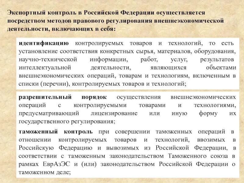 В рамках законодательства рф. Регулирование внешнеэкономической деятельности. Экспортный контроль в РФ. Методы правового регулирования ВЭД В экспортном контроле в РФ. Правовое регулирование осуществляется.