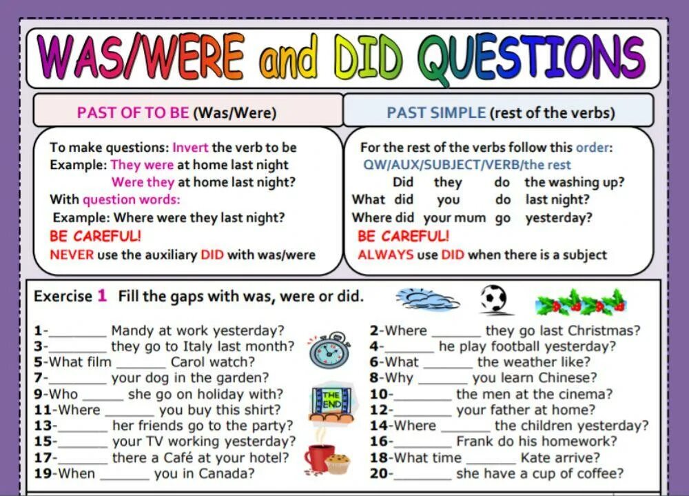 Does this answer your question. Was were вопросы. was were did questions. прошедшее время was were. was were and did questions ответы.