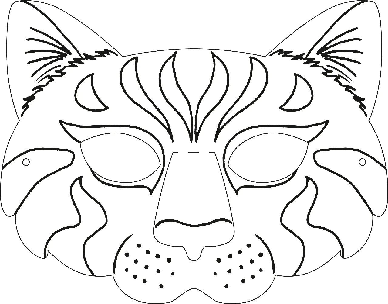 Маска тигра. Макет маски для лица. Новогодняя маска тигр. Трафарет - маска. Маска михайлова распечатать