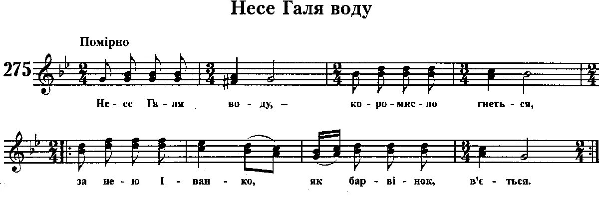 Повалий несе галя воду. Украинские народные песни Ноты. Водяной Ноты. Несе Галя воду Ноты для баяна. Несе Галя воду текст.