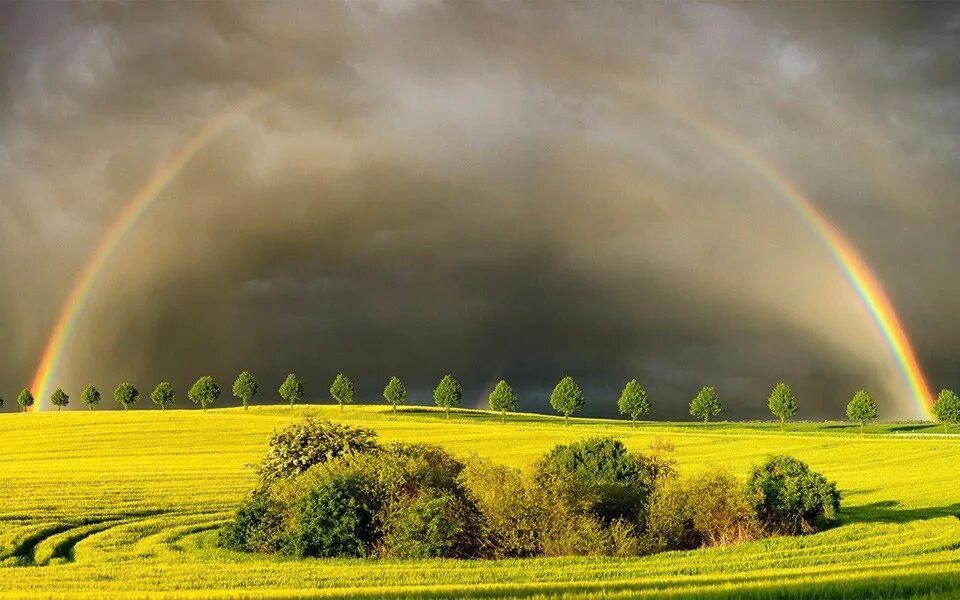 радуга в небе. если после дождя выглядывает солнышко. природа после грозы. солнце после дождя. выглянуло солнце.