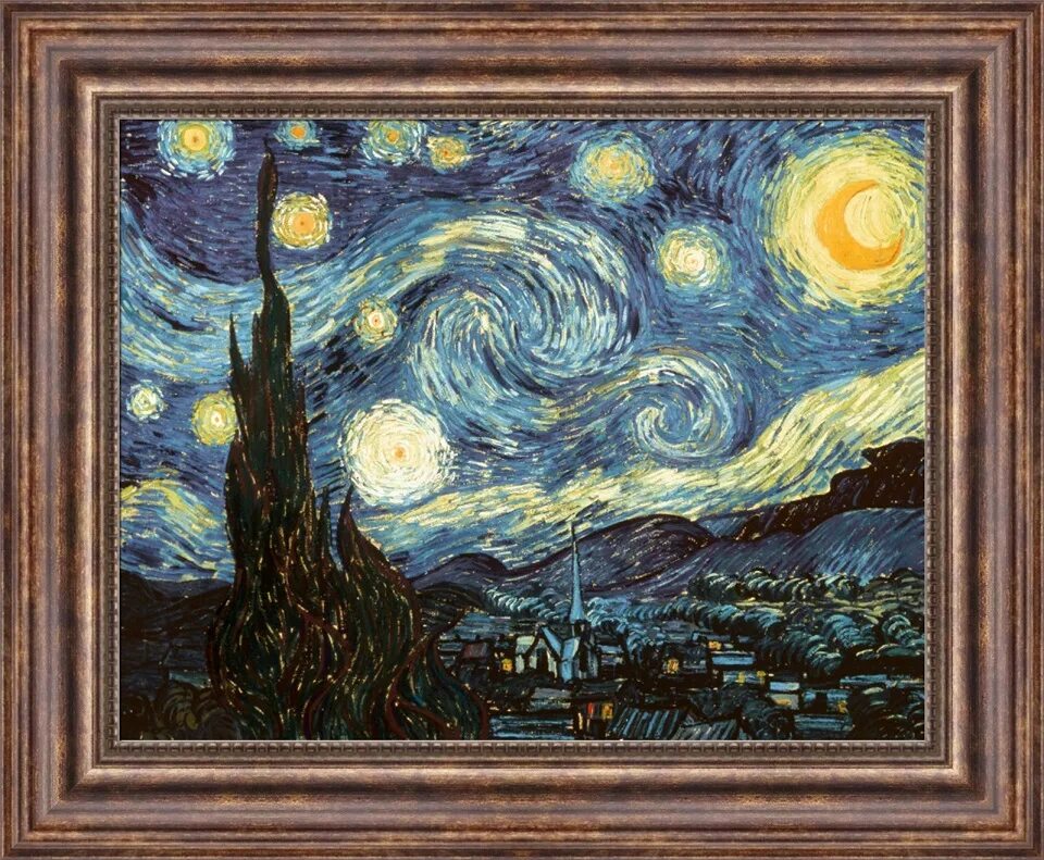 Картина ночь ван. Винсент Ван Гог Звёздная ночь картины Ван Гога. Густав климт Звездная ночь. Ван Гог Звёздная ночь нейрочеть. Репродукция картины Ван Гога Звездная ночь.