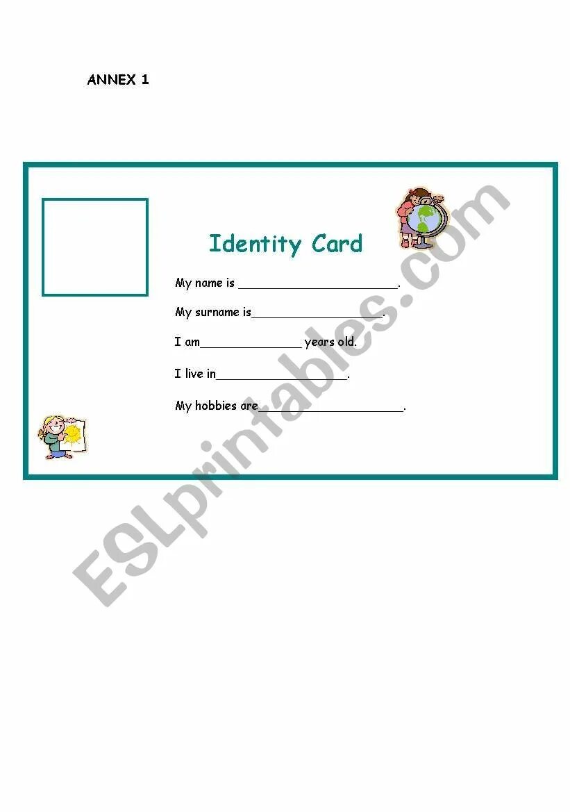 Визитная карточка английский язык 3 класс. Identity Card для заполнения на английском. Визитная карточка английский язык 4 класс. Визитная карточка по английскому языку 2 класс.