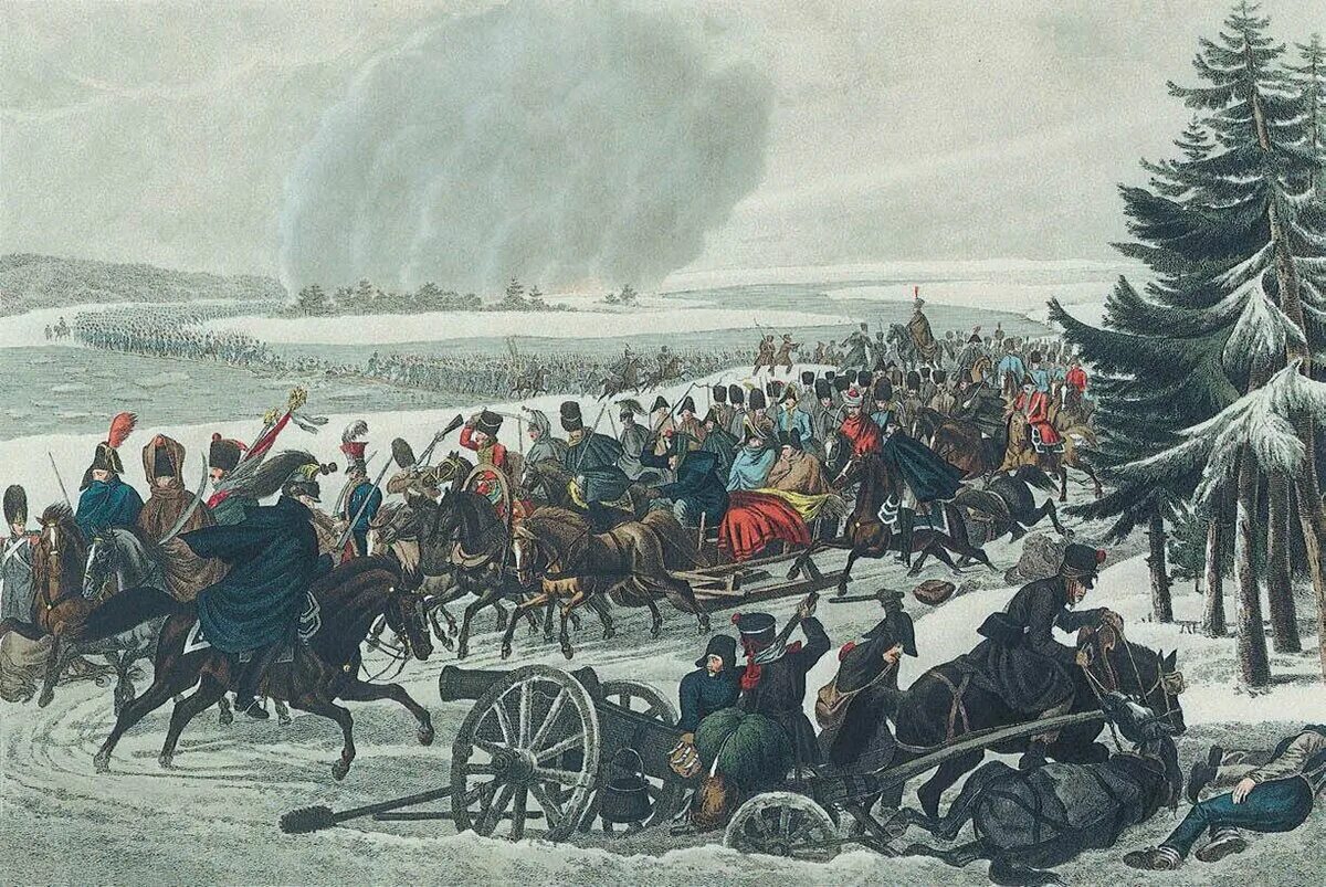 Французы бегут. Березина битва 1812. Переправа французов через Березину 1812.