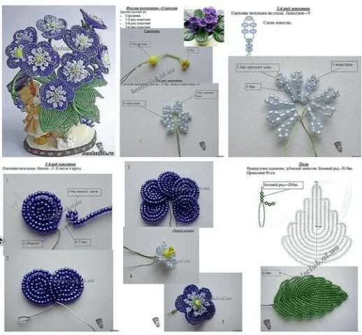 Цветы из бисера техника. Схема плетения фиалки из бисера для начинающих. Фиалки из бисера схема плетения. Бисер фиалки мастер класс схема. Бисер цветок схема.