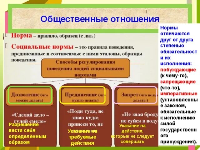 Социальные нормы отличия. Дозволение предписание запрет примеры. Социальные предписания примеры. Нормы предписания примеры. Нормы права регулируют общественные отношения.