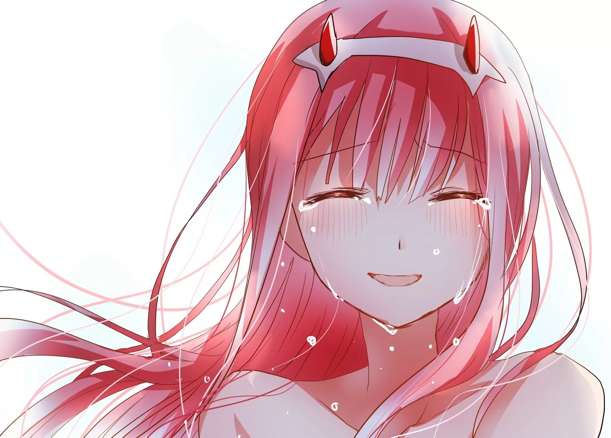 Zero two art. Аниме милый во франксе 02 плачет. аниме милый во франксе плачет. zero two франкс улыбка. плачущая zero two.