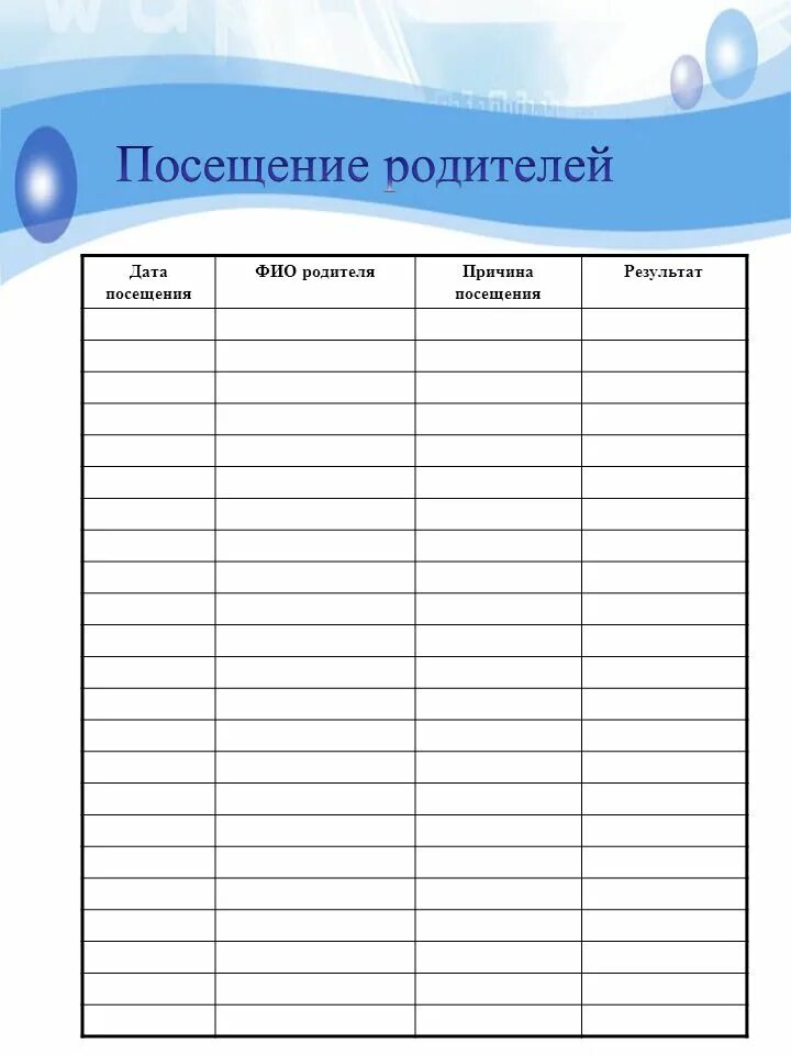 Список родителей и детей