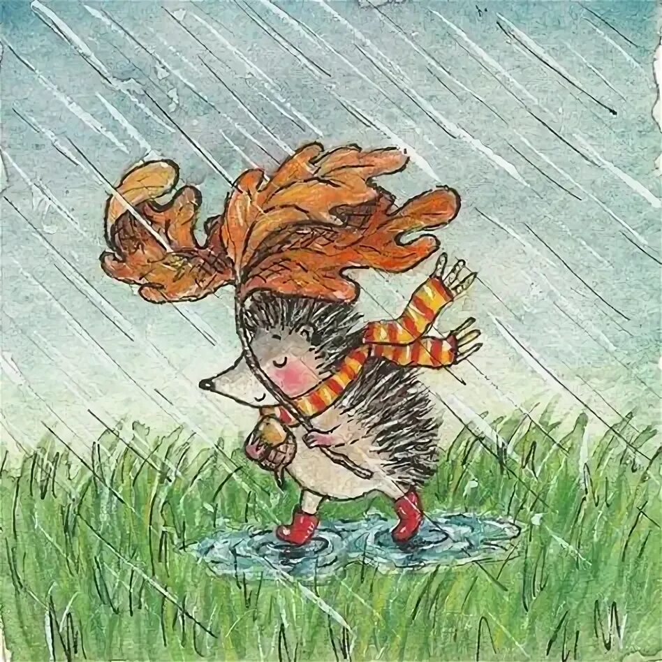 Ежик под дождем. Ежик и дождь. Ежик и дождик. Животные под зонтом. Еж под дождем.