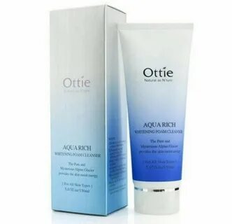 OTTIE Aqua Rich Whitening Foam Cleanser Увлажняющая и отбеливающая пенка. 