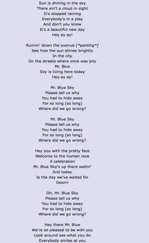 Tell me why песня перевод. Mr Blue Sky Lyrics. Sky текст. Mr Blue Sky Electric Light Orchestra текст. In the Sky текст.