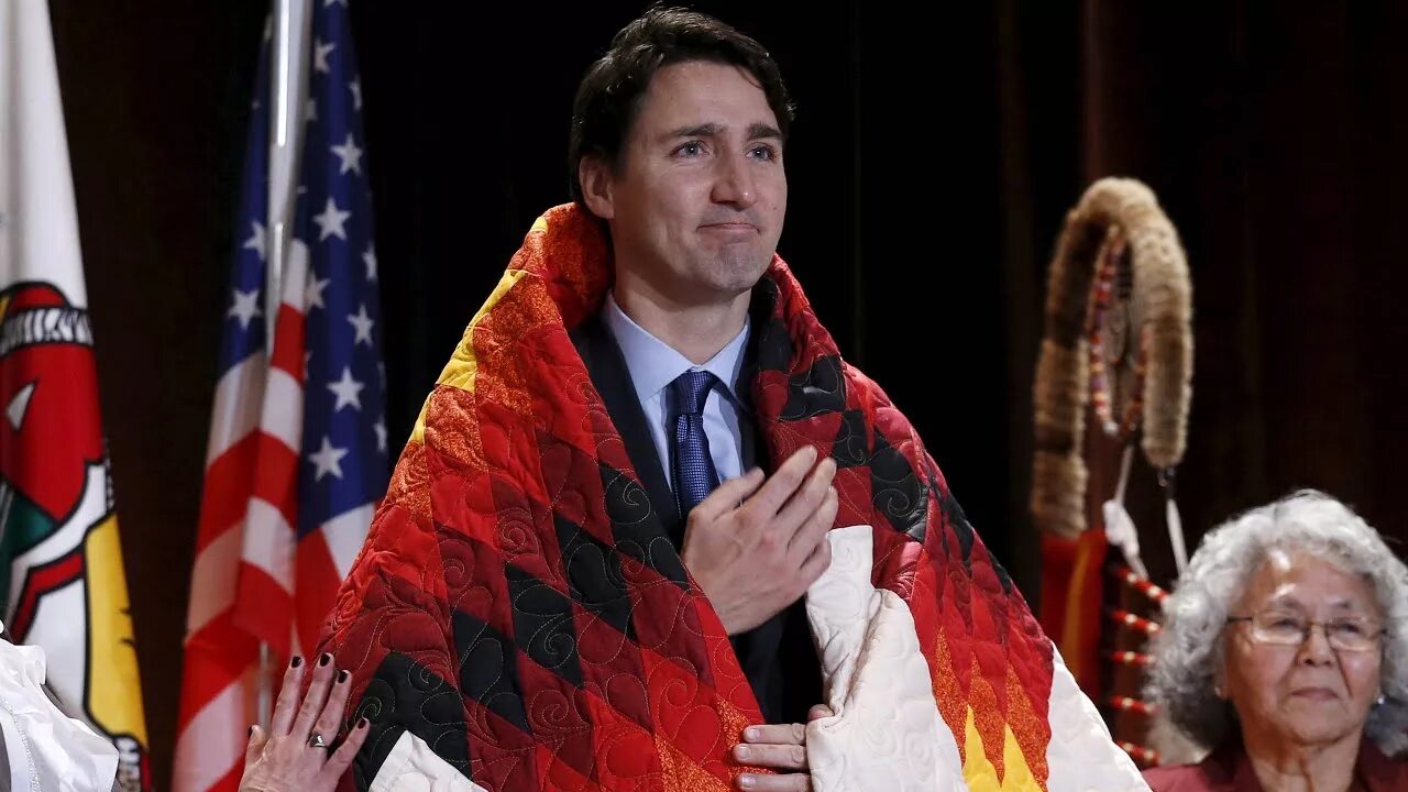 Трюдо семья. Canada's first Nations. Banderovite Flag and Trudeau.
