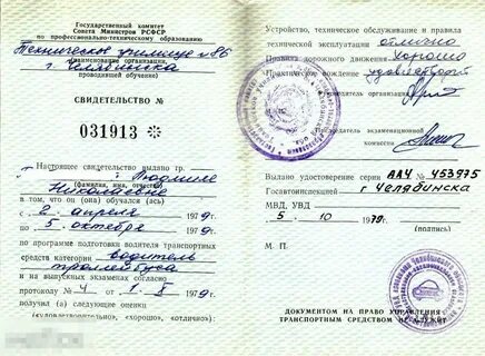 Свидетельство пту