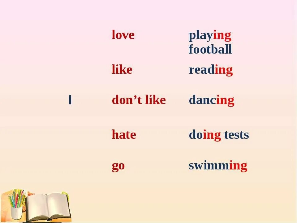 Does we like english. Like Love hate ing правило. Like +-ing правило. I like в английском языке. Конструкция i like.