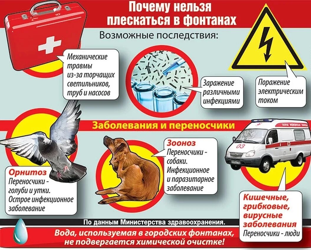 Почему нельзя. Почему нельзя купаться в фонтанах. Почему не льз. Памятка осторожно клещ.