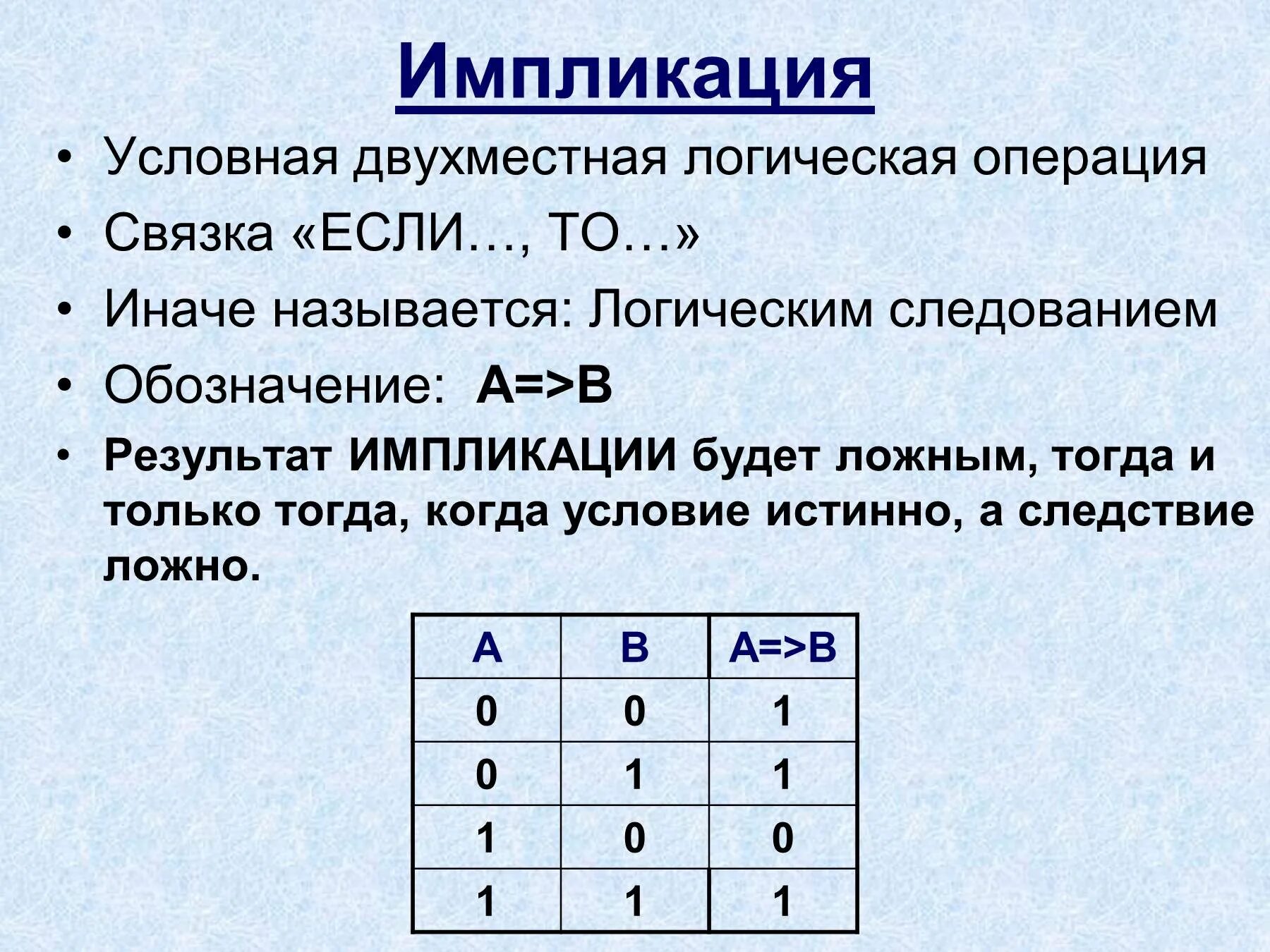 Логическая операция импликация обозначается. Алгебра логика импликация. Логические операции в информатике импликация. Логические операции в питоне импликация. Условная операция логические операции