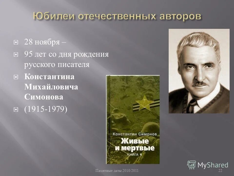 Отечественные Писатели. Отечественные авторы. Даты рождения поэтов. День рождения писателя Константина Симонова.