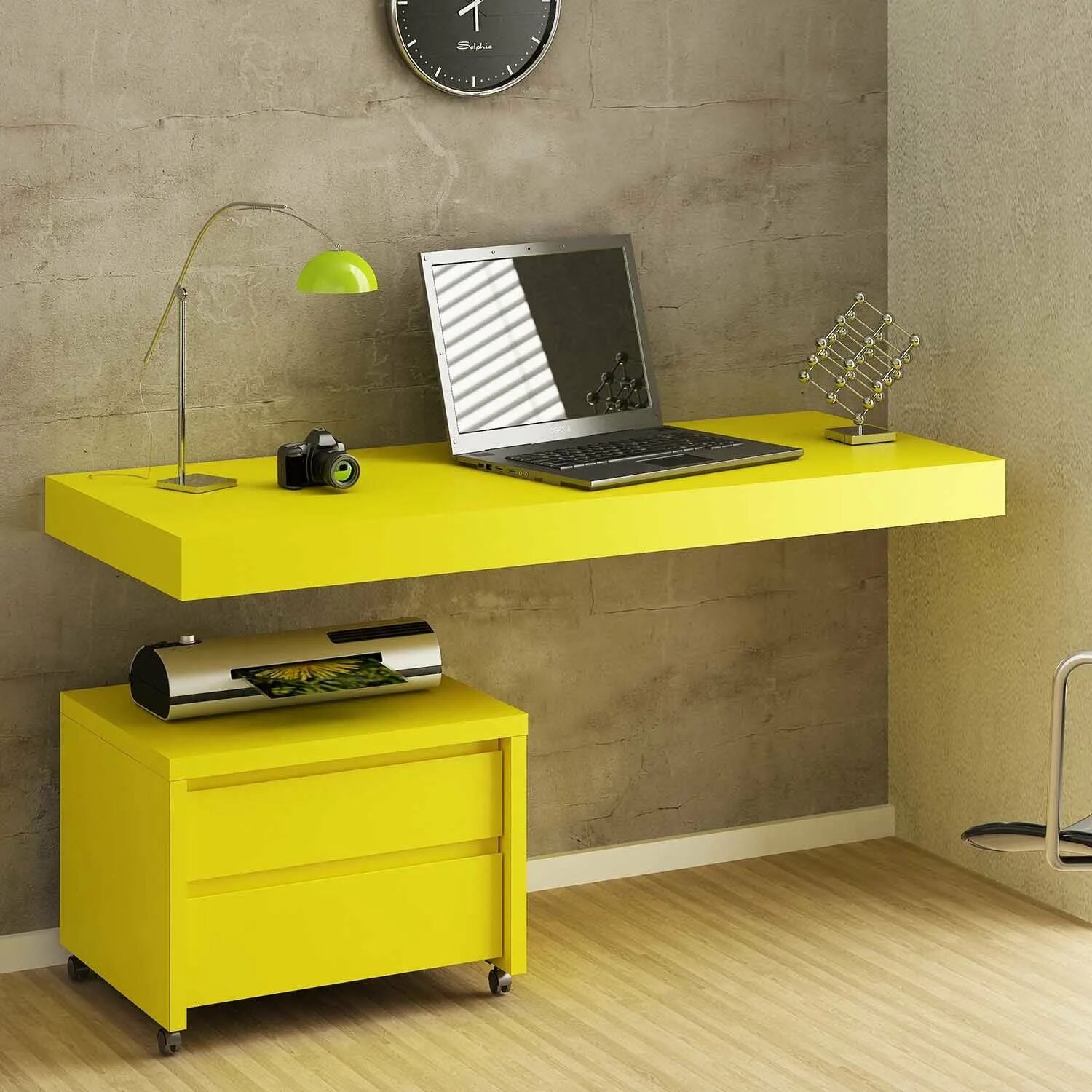 Стильный стол. Дизайнерский письменный стол. Подвесной компьютерный стол. Письменный стол к стене. Стильные письменные