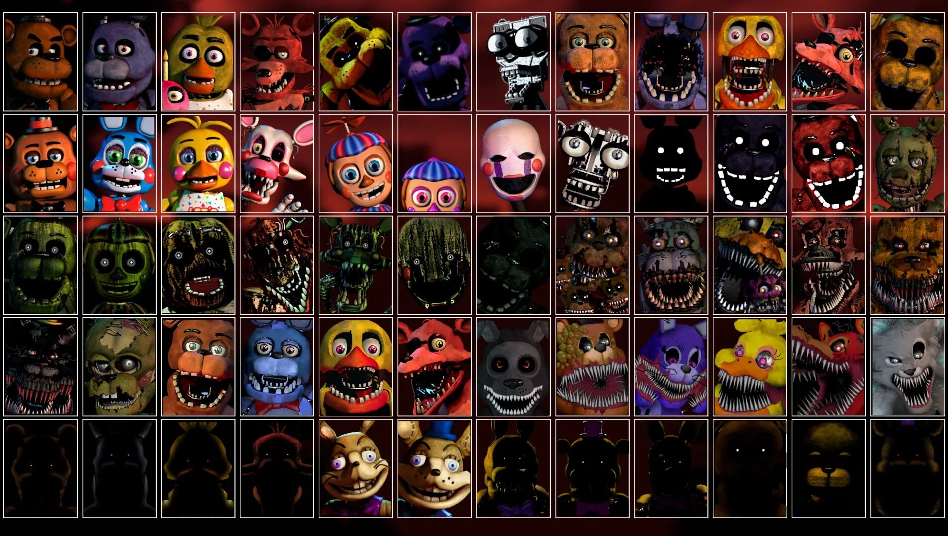 Ultimate custom night аниматроники. ФНАФ ультимейт кастом Найт. Ультра утимэйткастомнайт. Ультимет кастимнайт. Фредди 7 ультимейт кастом Найт.