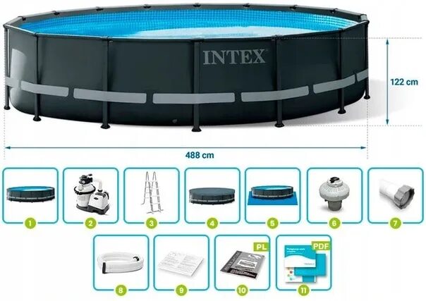 Intex xtr frame. Каркасный бассейн ultra frame 26326. 26326 intex. каркасный бассейн intex ultra 26326. каркасный бассейн intex ultra frame xtr 4.88 x 1.22 м, артикул 26326.