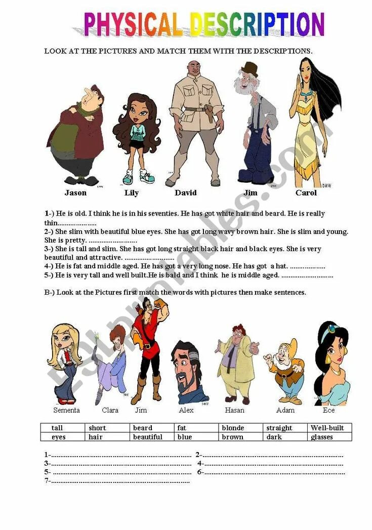 Describing appearance exercises. Physical description. description of physical appearance. describing people. describing physical appearance.
