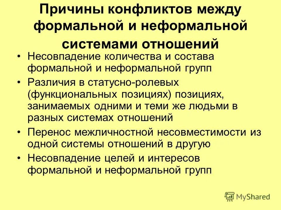 Причины неформальных групп. Основная причина конфликтов в неформальной группе?. Причины групповых конфликтов. Формальные и неформальные конфликты. 2) Причины статусно-ролевых конфликтов.