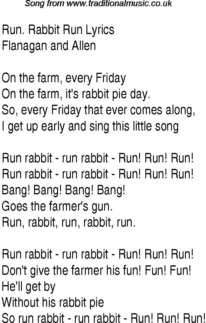 Run Rabbit текст. Run Rabbit Run Flanagan. Песня Run Rabbit Run. Run текст.