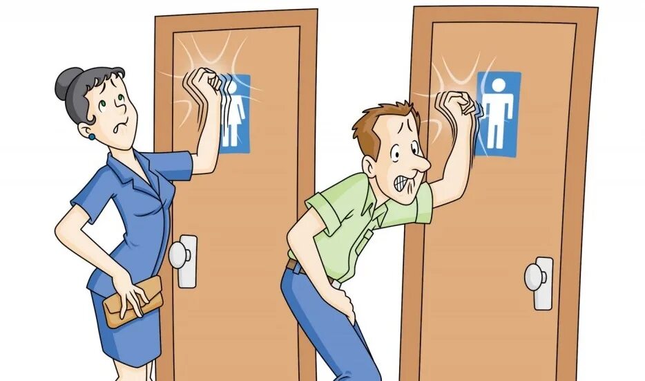 Мама зашла в туалет. Иллюстрация постучитесь в дверь. Человек хочет в туалет. Должен постучать в дверь рисунок. Мультяшка хочет в туалет.