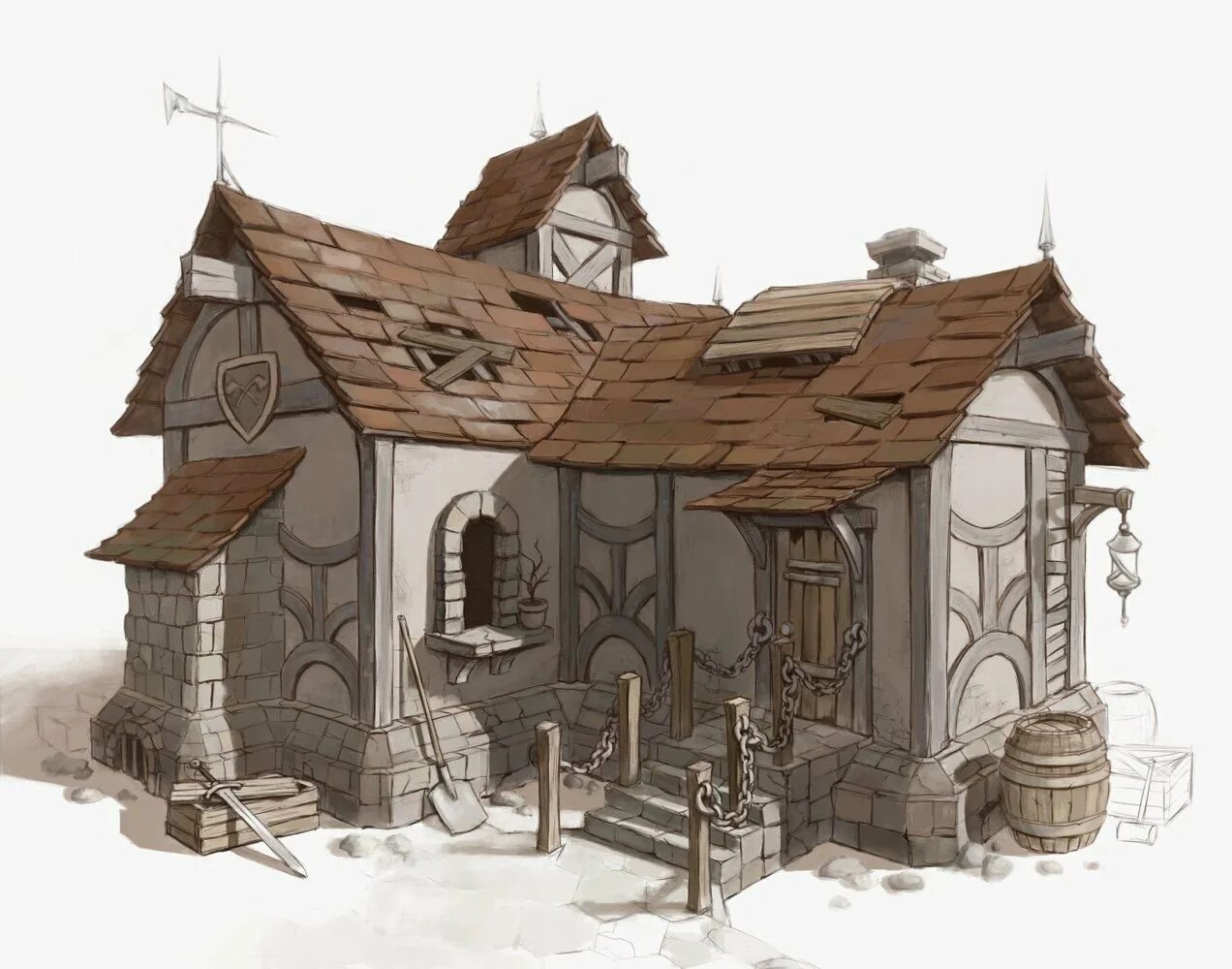 Арт дом купить. Средневековье дом референс. Средневековый домик. Средневековый дом концепт. Стилизованный домик.