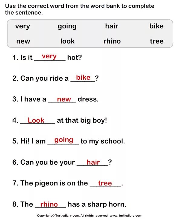 Ответ. Complete the Words. Complete the sentences with the missing Words. Fill the in the sentences
