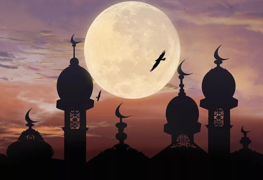 Начало рамадана луна. Рамадан Луна Исламская. Мечеть Луна. Полумесяц с мечетью.