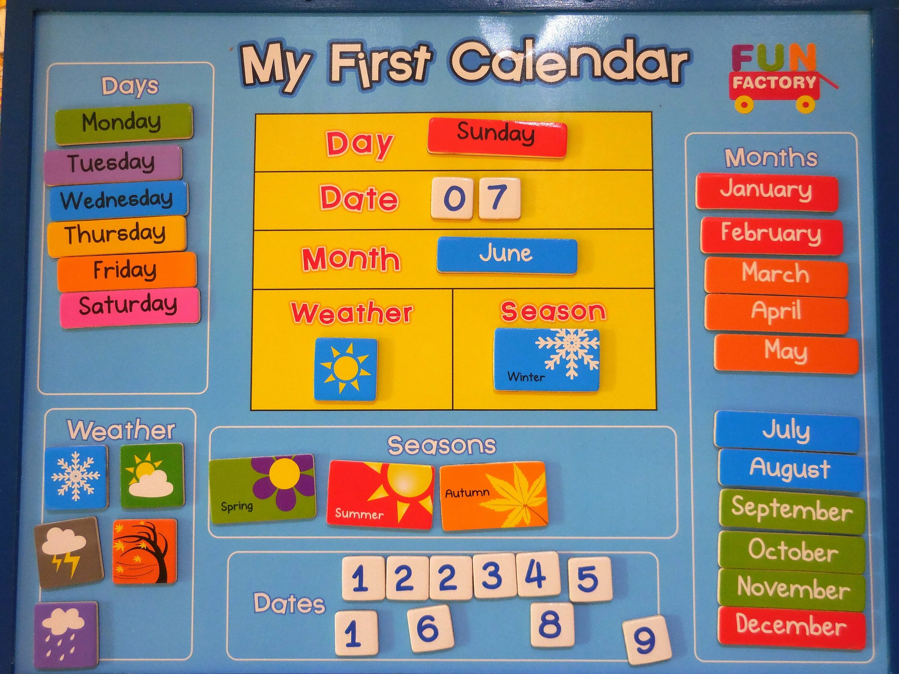 My first Calendar. My Calendar for Kids. Calendar with Days of the week. Seasons months Days of the week. Datetime month