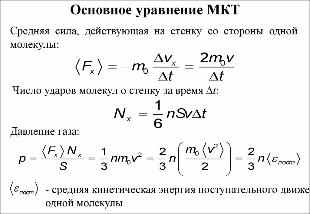 Кинетическая теория формула