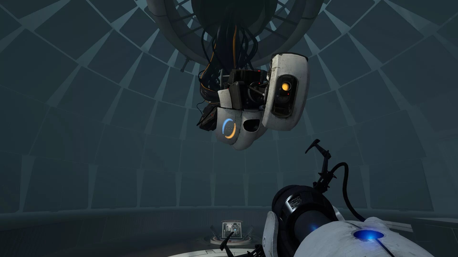 Portal usue. ГЛАДОС портал 2. Пробуждение ГЛАДОС. Portal 2 ГЛЭДОС. ГЛАДОС И Уитли из Portal 2.